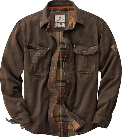 Legendary Whitetails Men's Flannel Lined Shirt Jacket Waxed Cotton Water Resistant