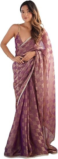 BE4ME.COM Trending Gold Two-Tone Fandy Silk Saree with Designer Border – Viral Insta Tiktok Party Wear Sari