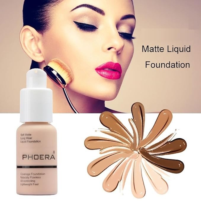 2 Pack PHOERA Foundation 101 Porcelain Makeup,Full Coverage Foundation for Women and Girls(101 Porcelain)