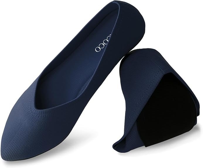 AprCoco Womens Pointed Toe Flats Knit Dress Washable Flats Slip On Ballet Shoes Women Comfort Office Low Wedge
